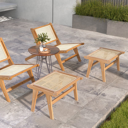 Mid Century Modern Accent Chair Farmhouse Handwoven Rattan Chair with Ottoman Patio Dining Chairs at Gallery Canada