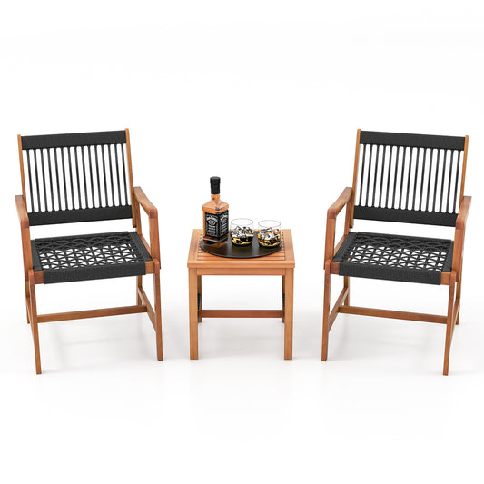 3 Piece Acacia Wood Patio Furniture Set, Armchairs Coffee Table, Multicolor Patio Conversation Sets Multicolor at Gallery Canada