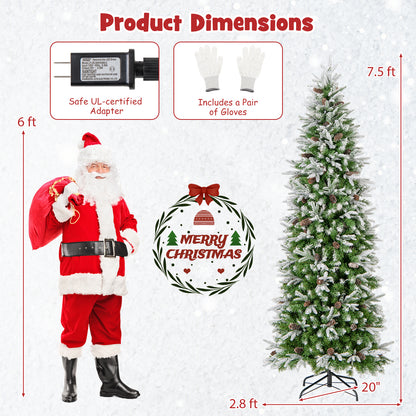 6/7.5/9 Feet Pre-Lit Artificial Christmas Tree Snow Flocked Hinged-7.5 Feet, Green Christmas Tree at Gallery Canada