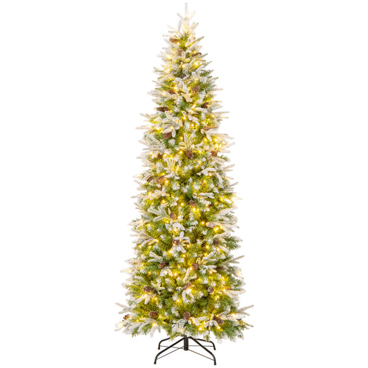 6/7.5/9 Feet Pre-Lit Artificial Christmas Tree Snow Flocked Hinged-7.5 Feet, Green Christmas Tree Green at Gallery Canada