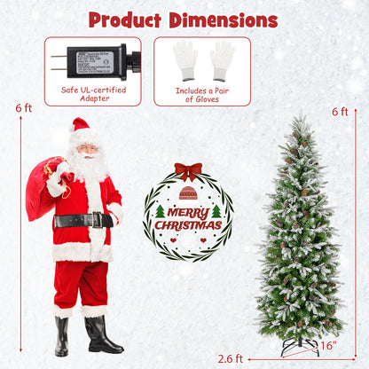 6/7.5/9 Feet Pre-Lit Artificial Christmas Tree Snow Flocked Hinged-6 ft, Green Christmas Tree at Gallery Canada