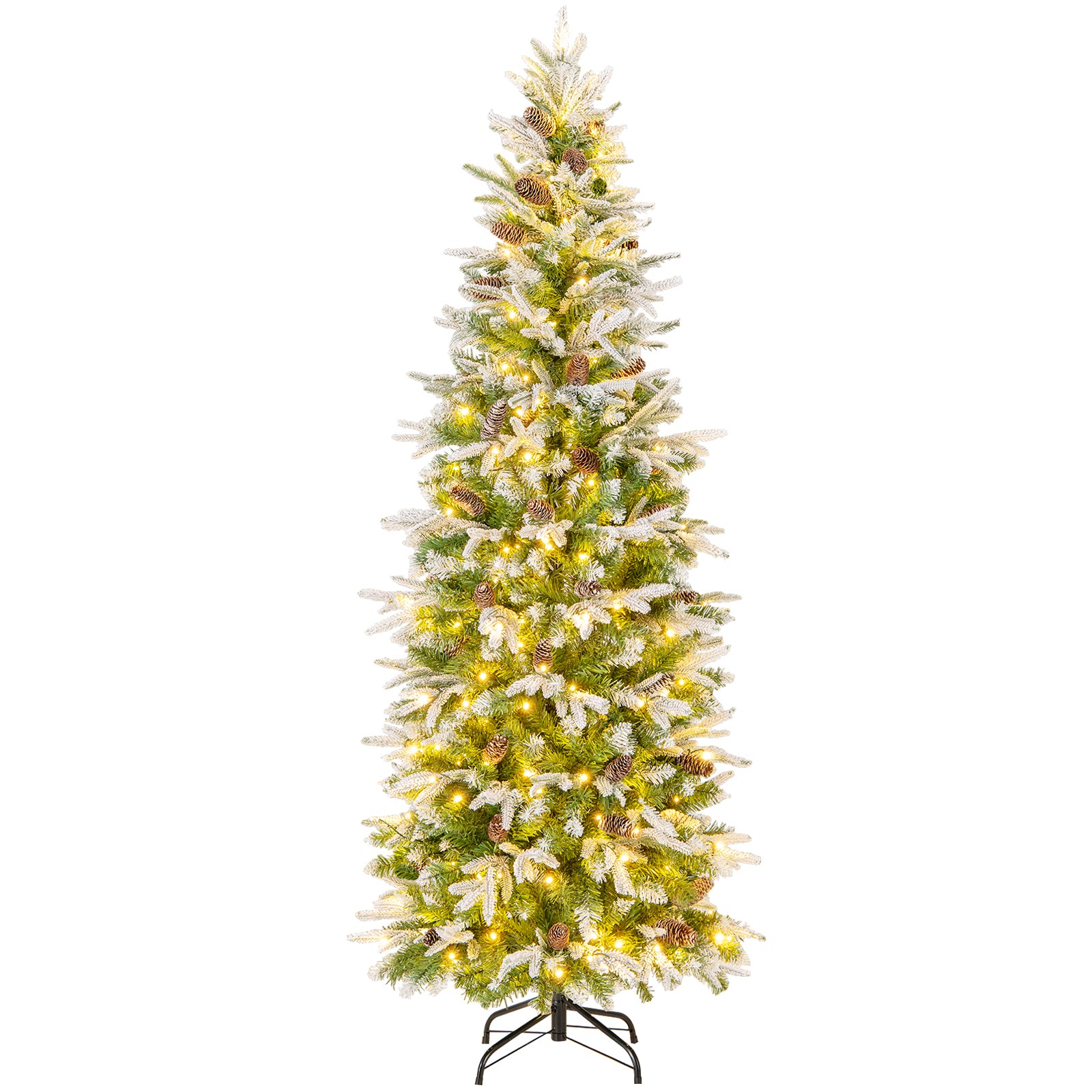 6/7.5/9 Feet Pre-Lit Artificial Christmas Tree Snow Flocked Hinged-6 ft, Green Christmas Tree at Gallery Canada