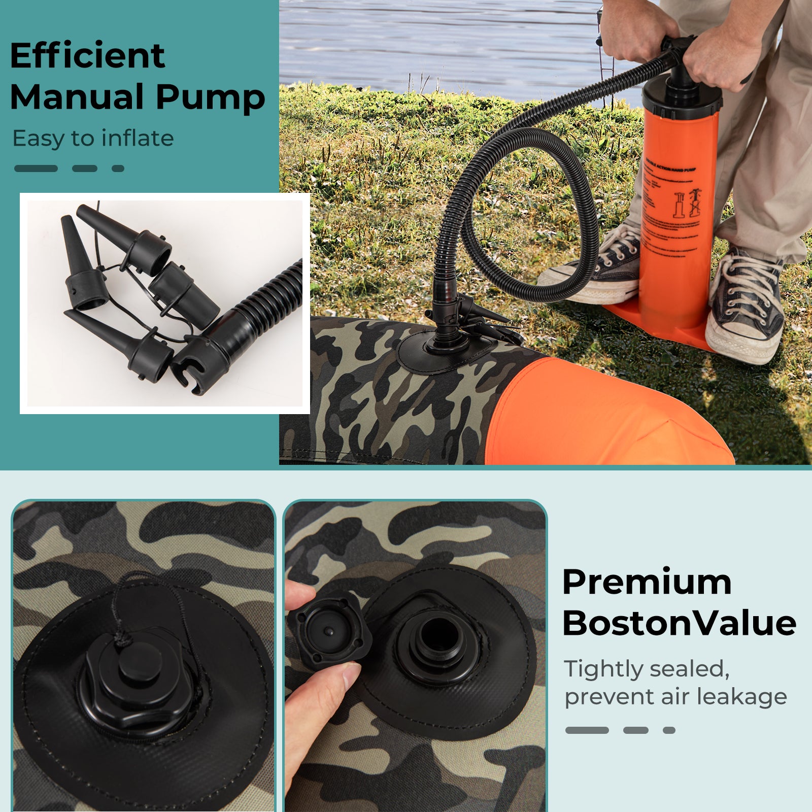 Portable Fishing Boat with 3 Detachable Storage Boxes, Camouflage Surfing at Gallery Canada