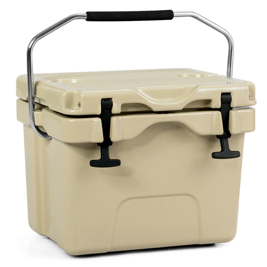 16 Quart 24-Can Insulated Ice Cooler, 2 Cup Holders, Khaki Wine & Beverage Coolers Khaki at Gallery Canada