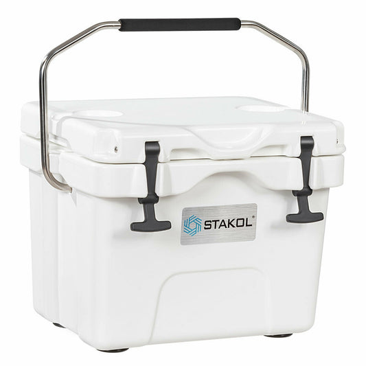 16 Quart Portable Insulated Ice Cooler, 24-Can Capacity, White