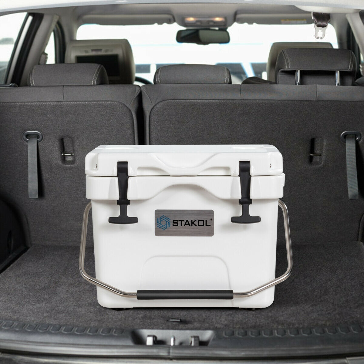 16 Quart 24-Can Capacity Portable Insulated Ice Cooler with 2 Cup Holders, White Wine & Beverage Coolers at Gallery Canada