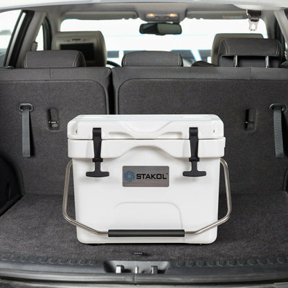 16 Quart 24-Can Capacity Portable Insulated Ice Cooler with 2 Cup Holders, White Wine & Beverage Coolers at Gallery Canada