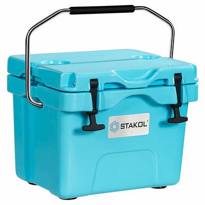 16 Quart Portable Insulated Ice Cooler, 24-Can Capacity, Blue