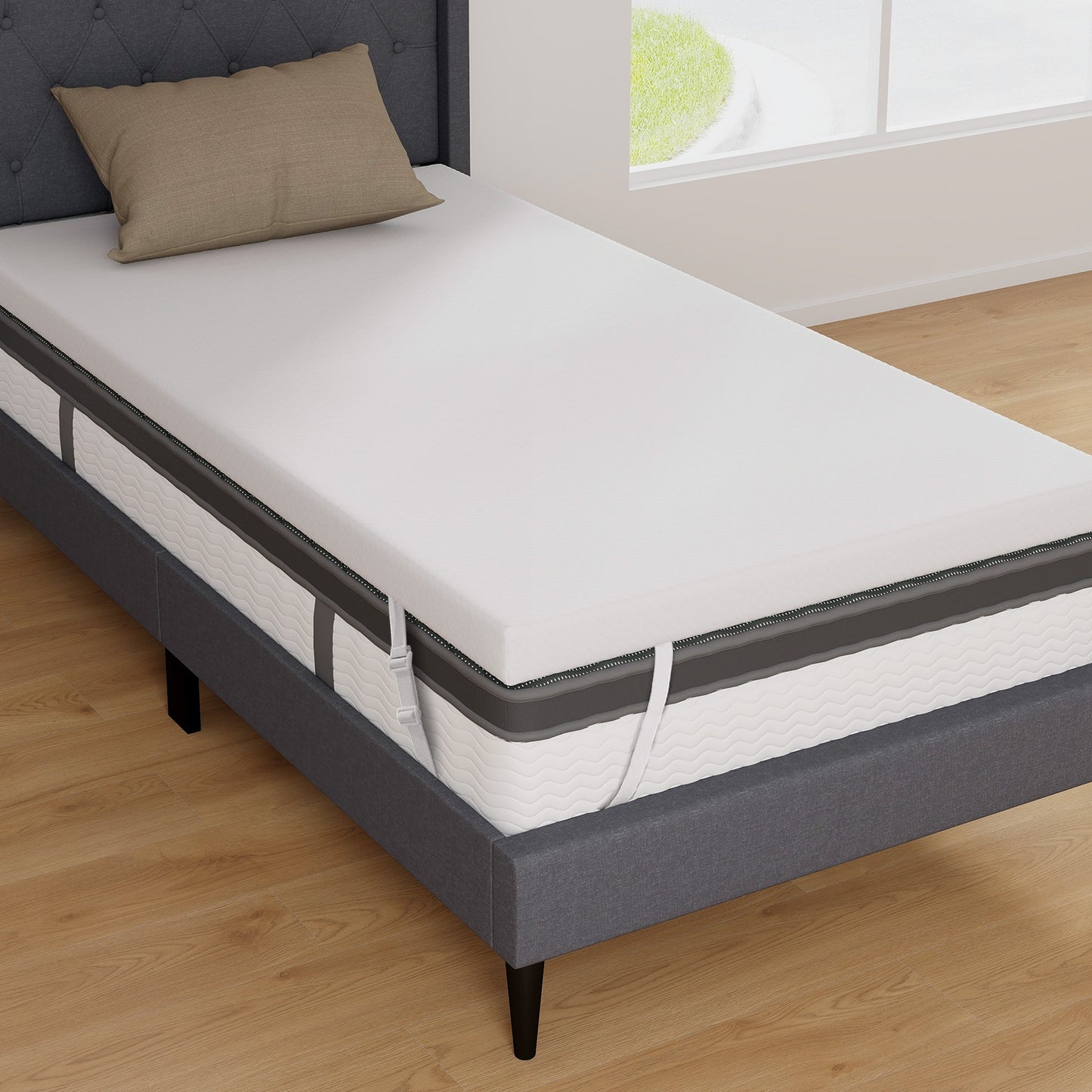 3 Inch Gel Memory Foam Mattress Topper, Twin Size, White Mattresses White at Gallery Canada