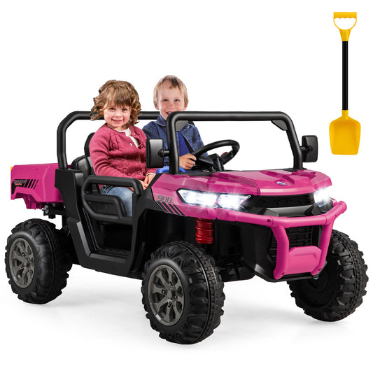 24V Kids Ride On Car With Dump Bed, Remote Control, Pink