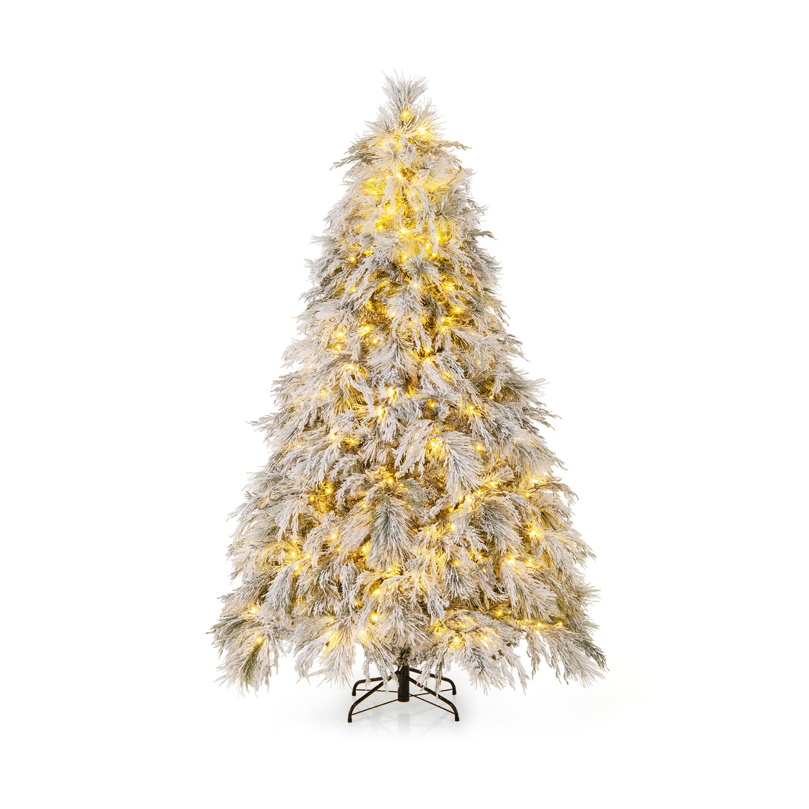 7 Ft Pre-Lit Snow Flocked Christmas Tree, Warm White LED Lights, White Christmas Tree at Gallery Canada