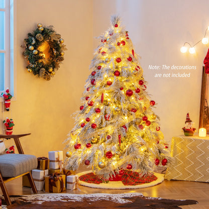 6 Feet Pre-Lit Snow Flocked Christmas Tree with Warm White LED Lights-6 ft, White Christmas Tree at Gallery Canada