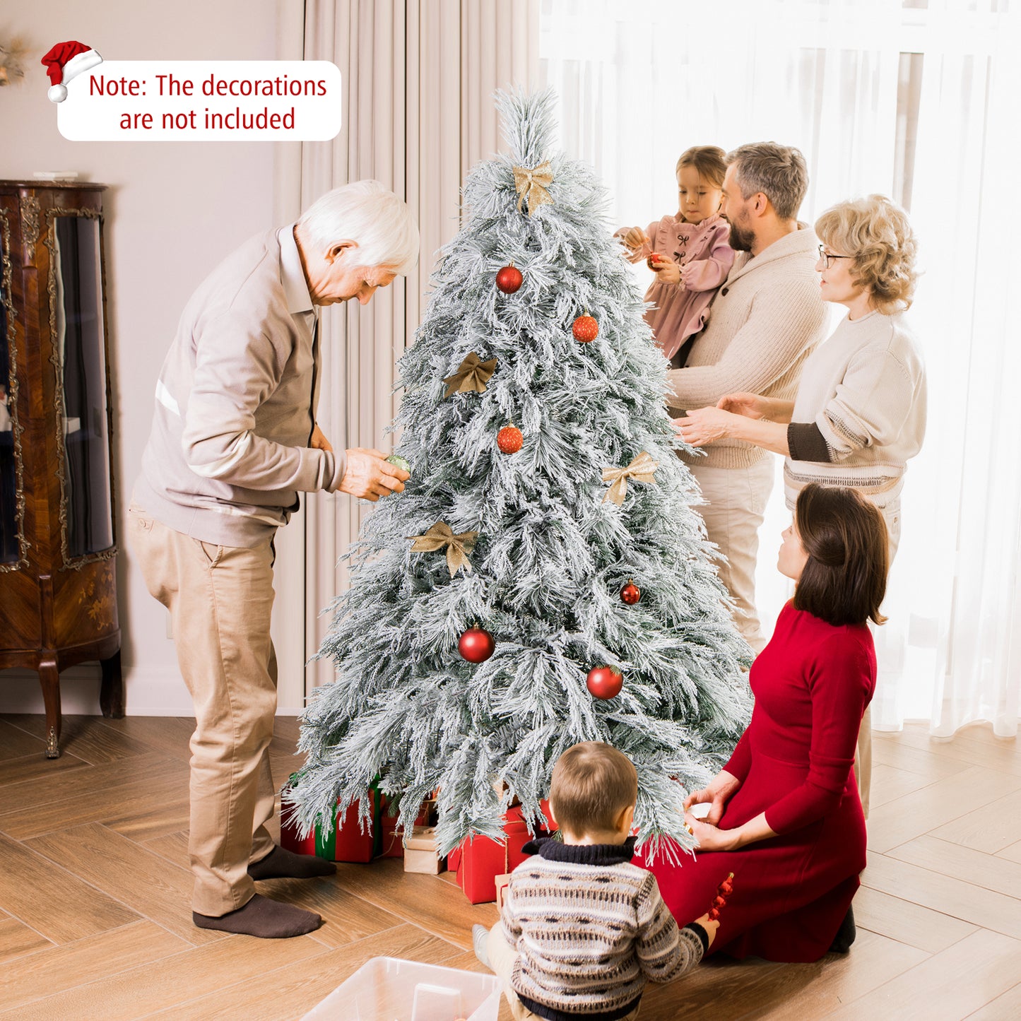 6 Feet Pre-Lit Snow Flocked Christmas Tree with Warm White LED Lights-6 ft, White Christmas Tree at Gallery Canada