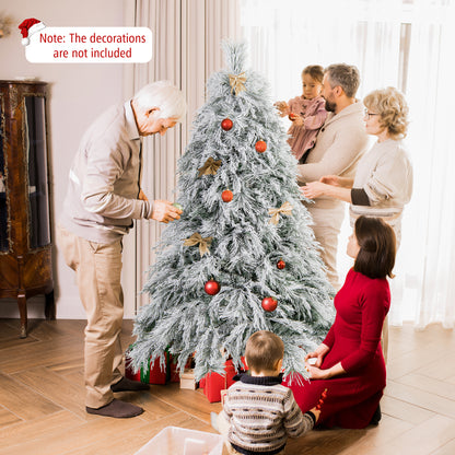 6 Feet Pre-Lit Snow Flocked Christmas Tree with Warm White LED Lights-6 ft, White Christmas Tree at Gallery Canada