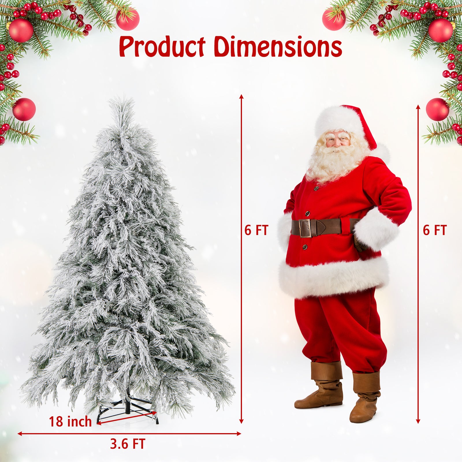 6 Feet Pre-Lit Snow Flocked Christmas Tree with Warm White LED Lights-6 ft, White Christmas Tree at Gallery Canada