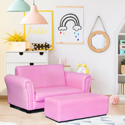 Soft Kids Double Sofa with Ottoman, Pink Kids Chairs & Seating at Gallery Canada