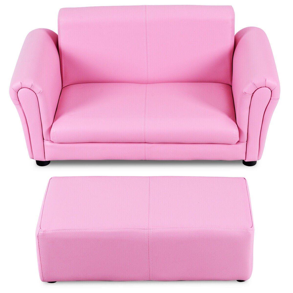Soft Kids Double Sofa with Ottoman, Pink Kids Chairs & Seating at Gallery Canada