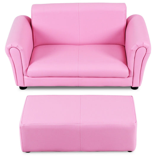 Soft Kids Double Sofa with Ottoman, Pink Kids Chairs & Seating Pink at Gallery Canada
