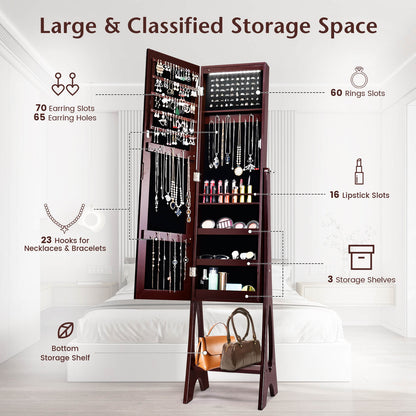 Standing Mirror Jewelry Cabinet, Brown Jewelry Armoires at Gallery Canada