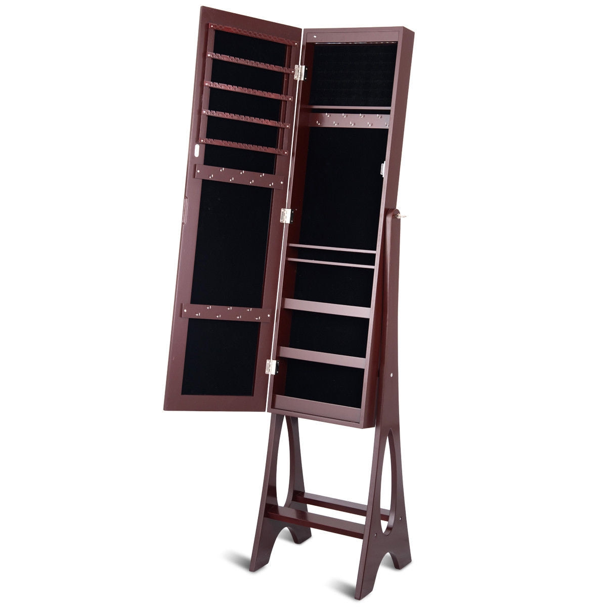 Standing Mirror Jewelry Cabinet, Brown Jewelry Armoires at Gallery Canada