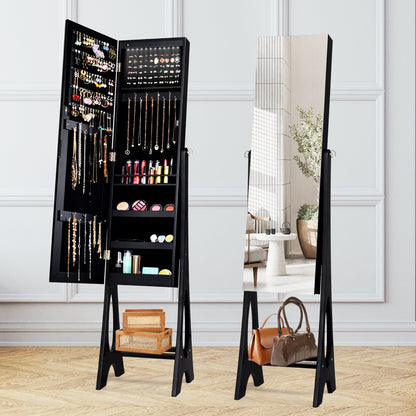 Standing Mirror Jewelry Cabinet, Black Jewelry Armoires at Gallery Canada