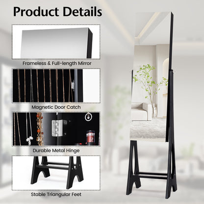 Standing Mirror Jewelry Cabinet, Black Jewelry Armoires at Gallery Canada