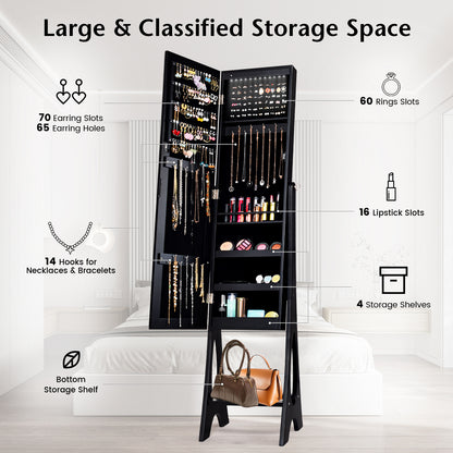 Standing Mirror Jewelry Cabinet, Black Jewelry Armoires at Gallery Canada