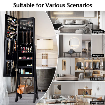 Standing Mirror Jewelry Cabinet, Black Jewelry Armoires at Gallery Canada