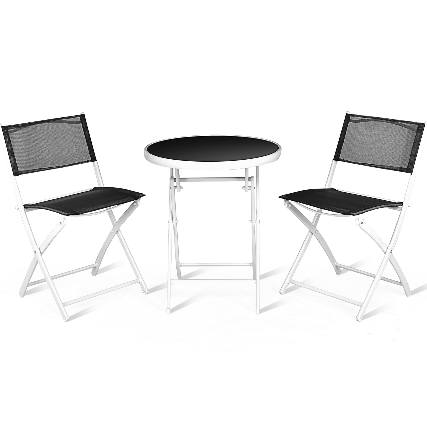 3 PCS Folding Bistro Table Chairs Set Garden Backyard Patio Furniture Black New, Black Patio Conversation Sets at Gallery Canada