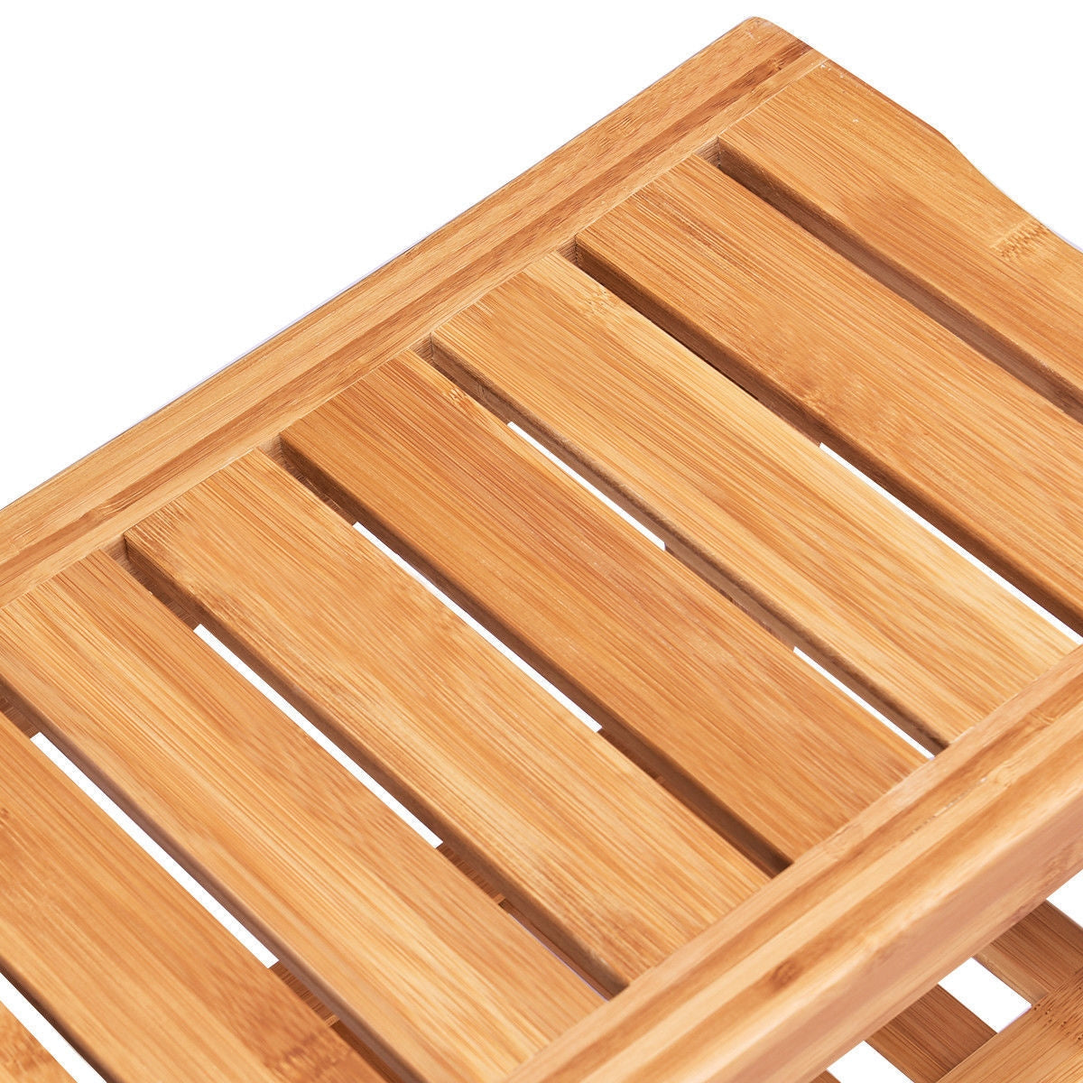 Bathroom Bamboo Shower Chair Bench with Storage Shelf, Natural Bath Safety at Gallery Canada
