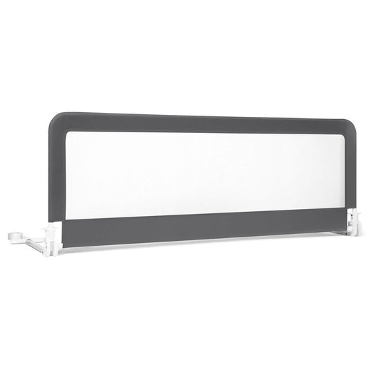 59 Inch Extra Long Folding Breathable Bed Rail Guard With Safety Strap, Gray Bed Rails Gray at Gallery Canada
