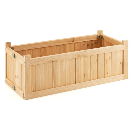 Folding Wooden Raised Garden Bed with Removable Bottom for Herbs Fruits Flowers, Natural Raised Garden Beds Natural at Gallery Canada