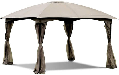 11.5 x 11.5 Feet Fully Enclosed Outdoor Gazebo, Brown