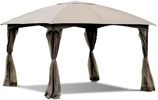 11.5 x 11.5 Feet Fully Enclosed Outdoor Gazebo, Brown Gazebos Brown at Gallery Canada