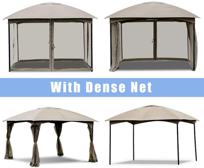 11.5 x 11.5 Feet Fully Enclosed Outdoor Gazebo with Removable 4 Walls, Brown Gazebos at Gallery Canada