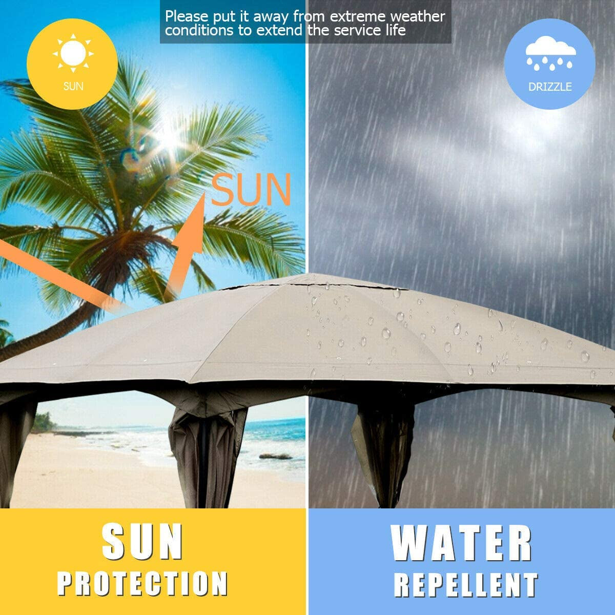 11.5 x 11.5 Feet Fully Enclosed Outdoor Gazebo with Removable 4 Walls, Brown Gazebos at Gallery Canada