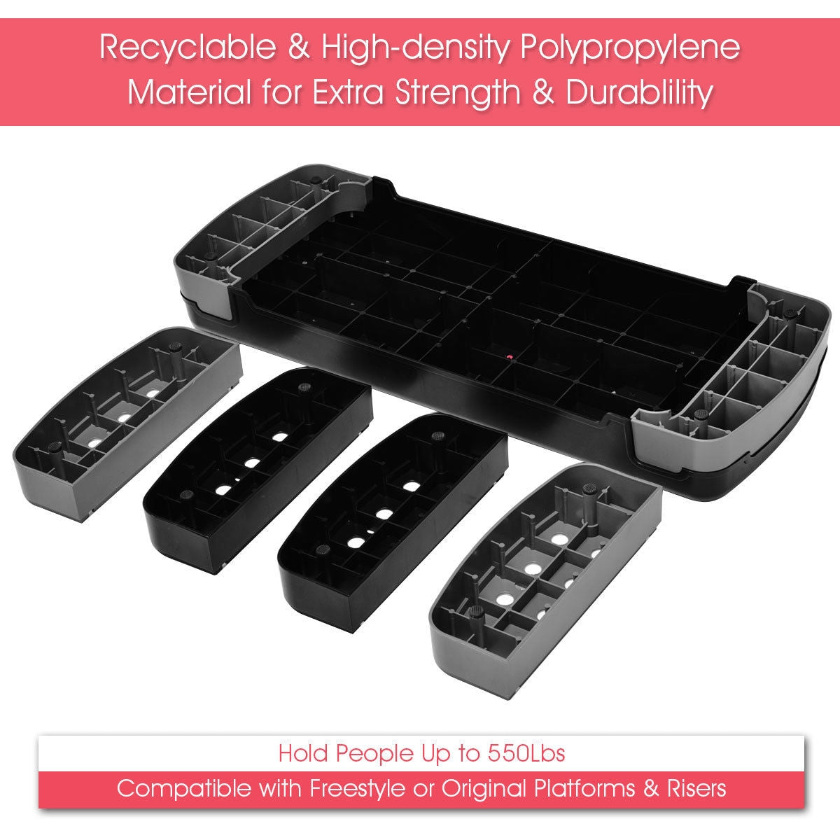 32 Inch Adjustable Fitness Aerobic Step with Riser, Gray Sport Equipments at Gallery Canada