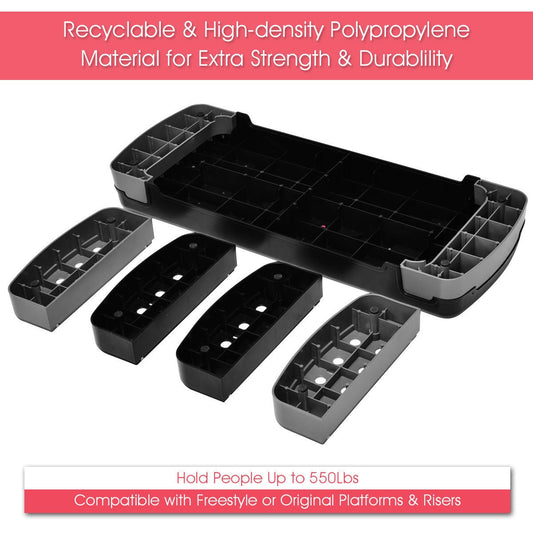 32 Inch Adjustable Fitness Aerobic Step with Riser, Gray Sport Equipments Gray at Gallery Canada