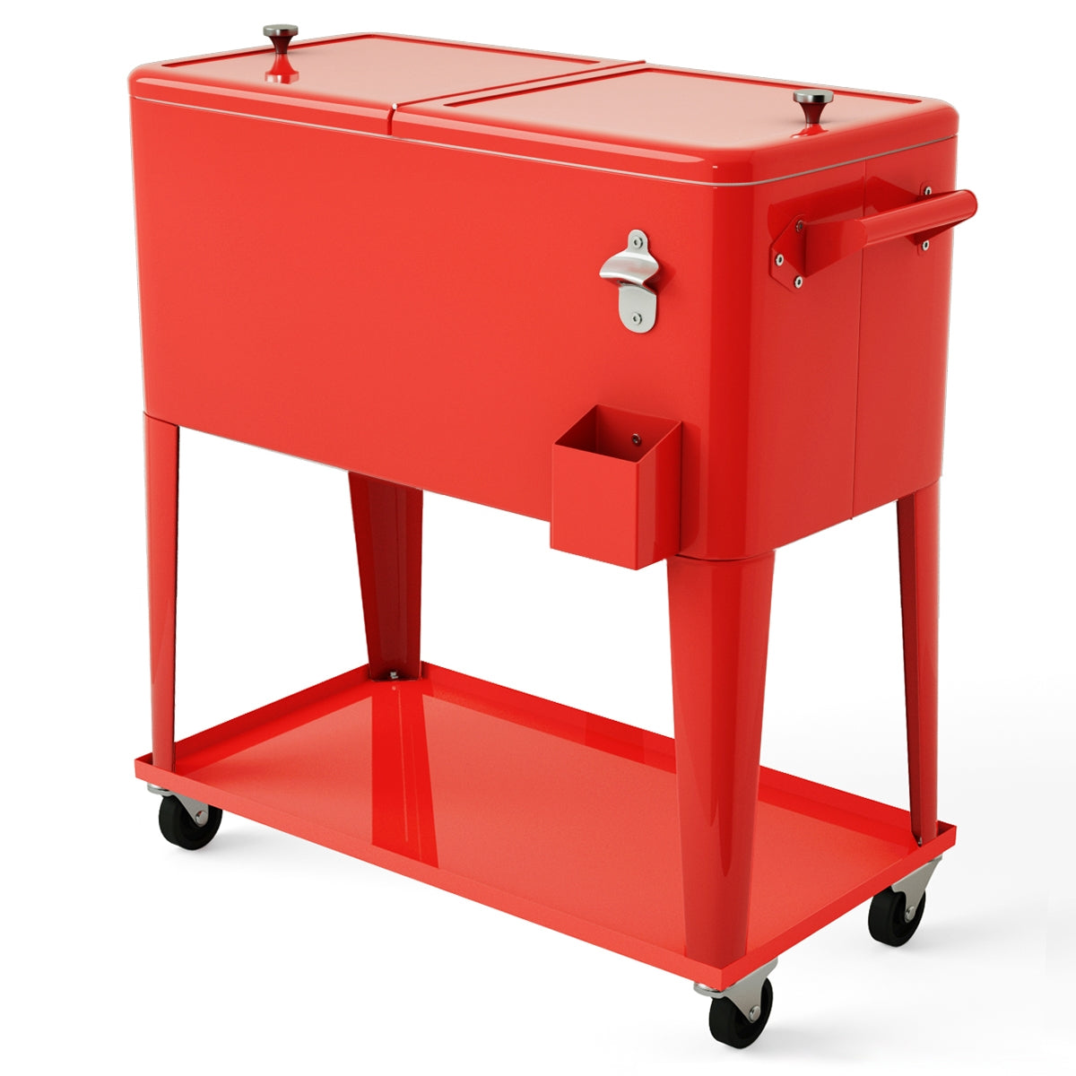 80 Quart Rolling Steel Outdoor Patio Cooler, Red Patio Bar Furniture Red at Gallery Canada