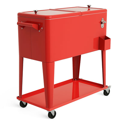 80 Quart Outdoor Patio Rolling Steel Construction Cooler, Red Patio Bar Furniture at Gallery Canada