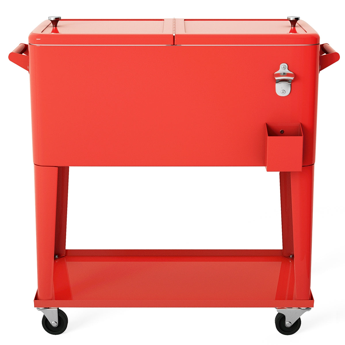 80 Quart Outdoor Patio Rolling Steel Construction Cooler, Red Patio Bar Furniture at Gallery Canada