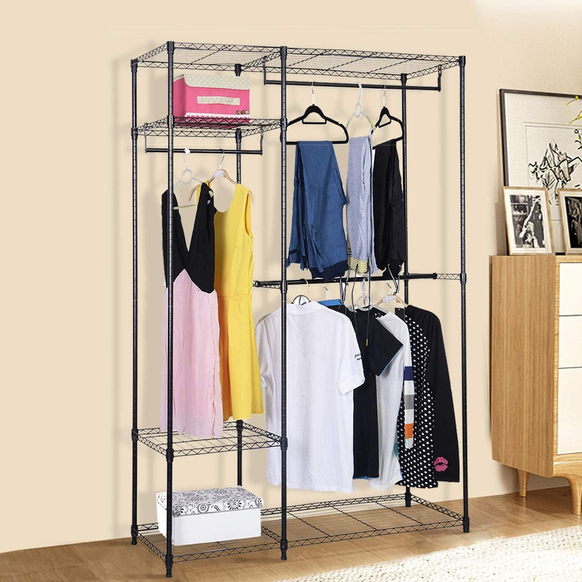 Portable Steel Closet Hanger Storage Rack Organizer, Black Clothing & Closet Storage at Gallery Canada