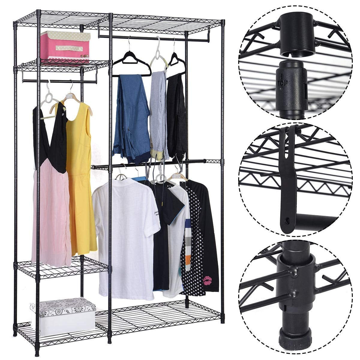 Portable Steel Closet Hanger Storage Rack Organizer, Black Clothing & Closet Storage at Gallery Canada