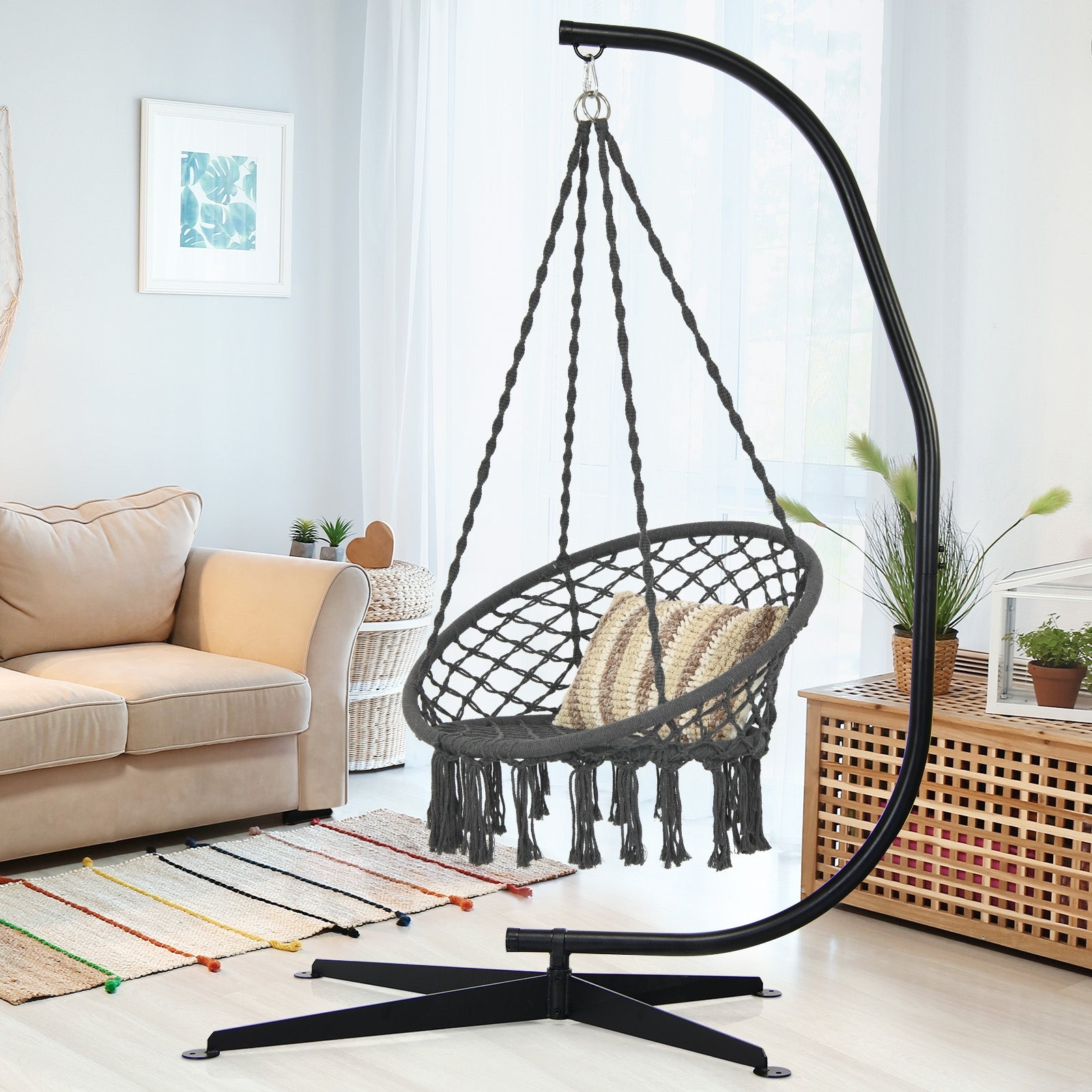 Solid Steel C Hammock Frame Stand, Black Hammocks at Gallery Canada