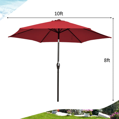 10 Feet Outdoor Patio Umbrella with Tilt Adjustment and Crank, Dark Red Outdoor Umbrellas at Gallery Canada