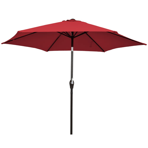 10 Feet Patio Umbrella, Tilt Adjustment, Crank, Dark Red