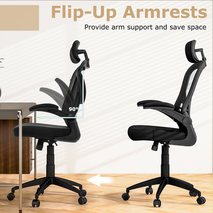 Chaise de bureau ergonomique en mesh, hauteur réglable, noir