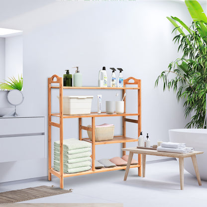 4 Tier Bamboo Storage Shoe Rack, Natural Shoe Racks & Storage Benches at Gallery Canada