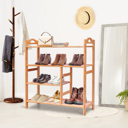 4 Tier Bamboo Storage Shoe Rack, Natural Shoe Racks & Storage Benches at Gallery Canada