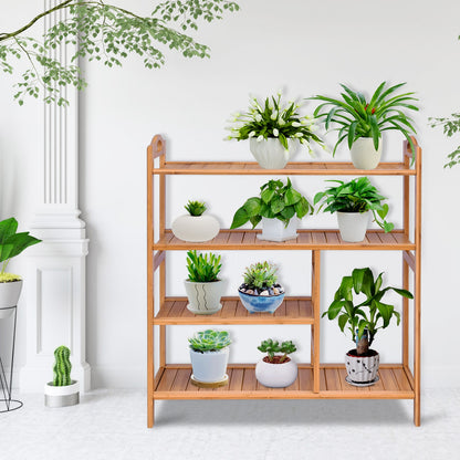 4 Tier Bamboo Storage Shoe Rack, Natural Shoe Racks & Storage Benches at Gallery Canada